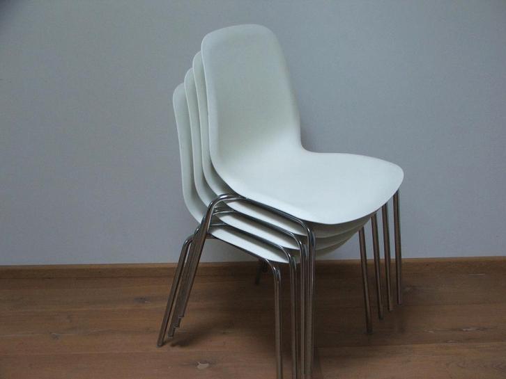 Ikea Stoel Leifarne, Huis en Inrichting, Stoelen, Gebruikt, Vier, Kunststof, Metaal, Wit, Ophalen
