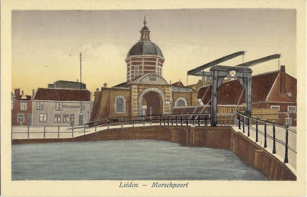 Leiden, Morschpoort, Melksalon, ophaalbrug, Verzenden, 1920 tot 1940, Ongelopen, Zuid-Holland