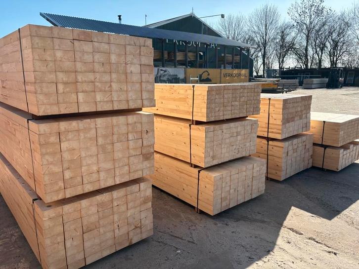 Gevingerlaste houten balken, Doe-het-zelf en Verbouw, Hout en Planken, Nieuw, Balk, Vuren, 300 cm of meer, 50 mm of meer, Ophalen