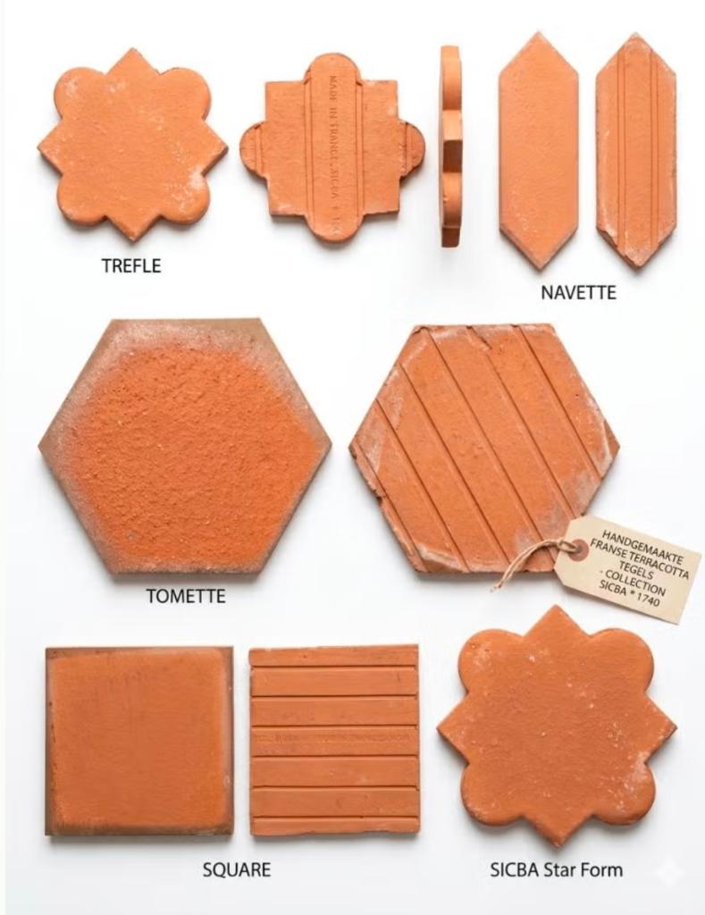 Authentieke Handgemaakte Franse SICBA Terracotta Tegels, Antiek en Kunst, Ophalen
