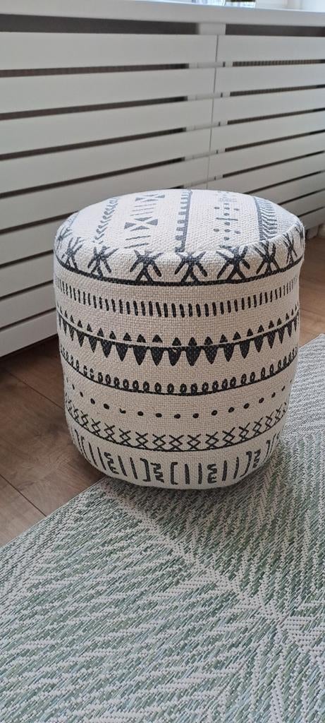 Poef zitkussen rond, circa 40cm hoog, grafische print, Huis en Inrichting, Banken | Voetenbanken en Poefen, Minder dan 50 cm, Rond