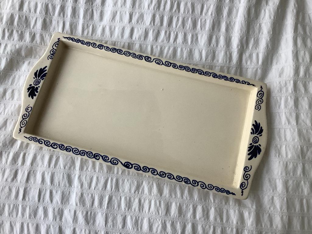 Delfts bauw aardewerken schaaltje, haringschaal, 31 cm lang., Antiek en Kunst, Ophalen