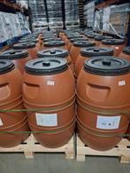 Kunststof vat met draaideksel – 220 liter (terracotta), 150 liter of meer, Ophalen, Zo goed als nieuw