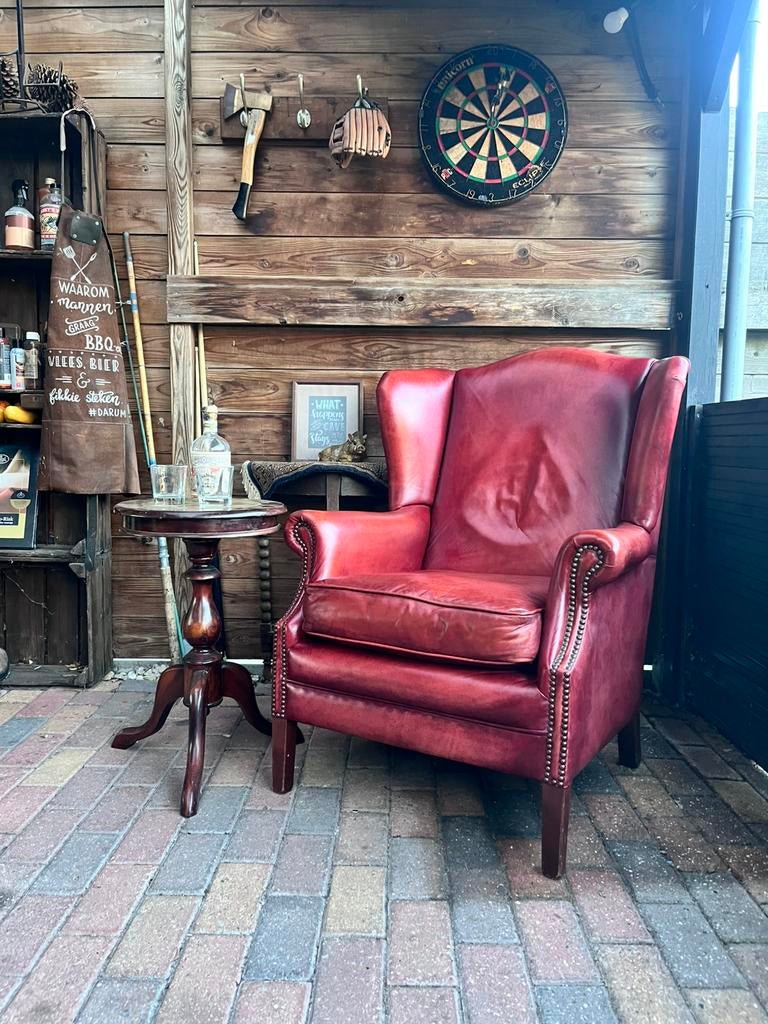 Chesterfield Oorfauteuil, Huis en Inrichting, Fauteuils, Ophalen of Verzenden, Zo goed als nieuw, 75 tot 100 cm, Leer