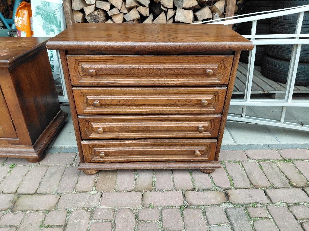 Antiek eiken ladekast, Ophalen, Gebruikt, Eikenhout, 50 tot 100 cm