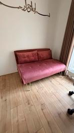Roze Fluweel 2-zits Slaapbank VESTFOLD - Zo goed als nieuw, Overige kleuren, Tweepersoons, Ophalen of Verzenden, Zo goed als nieuw