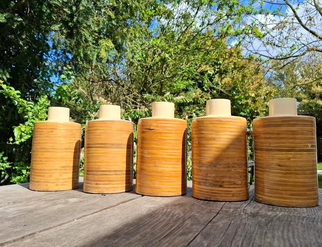 Vazen (5) van bamboe en keramiek, Antiek en Kunst, Antiek | Vazen, Ophalen