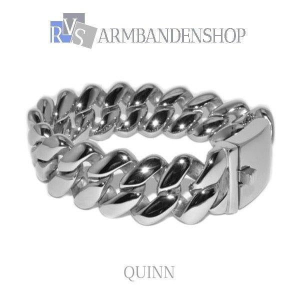 Rvs heren of dames stoere brede armband rvs staal zilver., Verzenden, Nieuw, Zilver, Staal