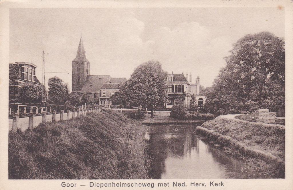 GA1603 Goor Diepenheimscheweg met Ned herv kerk Markelo 1946, Verzenden, 1940 tot 1960, Gelopen, Overijssel