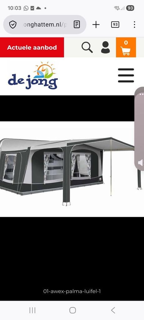 Dorema Palma luifel maat 12 ., Ophalen of Verzenden, Zo goed als nieuw