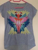 Zgan shirt grijs papegaaien kleurrijk shirt mt 164 (box 30), Kinderen en Baby's, Kinderkleding | Maat 164, Verzenden, Zo goed als nieuw
