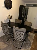 Luxe velours eetkamerstoelen taupe/grijs, Huis en Inrichting, Complete inboedels, Ophalen