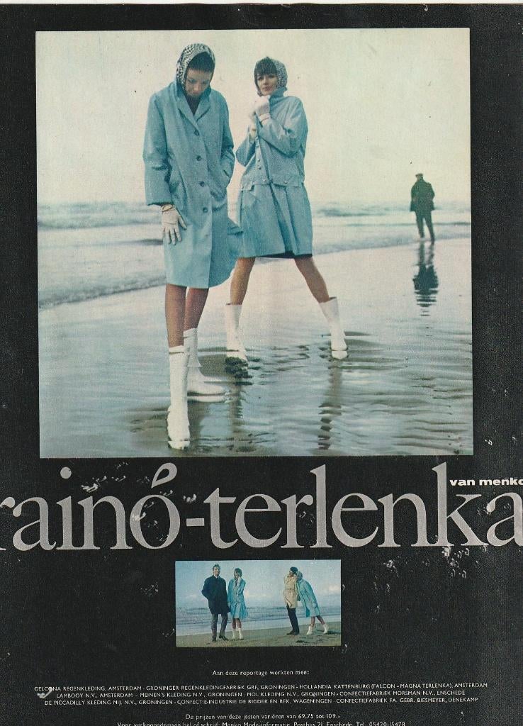 retro reclame 1966 Menko damesmode herenmode jassen, Verzamelen, Verzenden, Overige typen