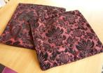Set 2 satijnen bordeaux zwart fluweel barok kussenslopen, Huis en Inrichting, Woonaccessoires | Kussens, Ophalen of Verzenden