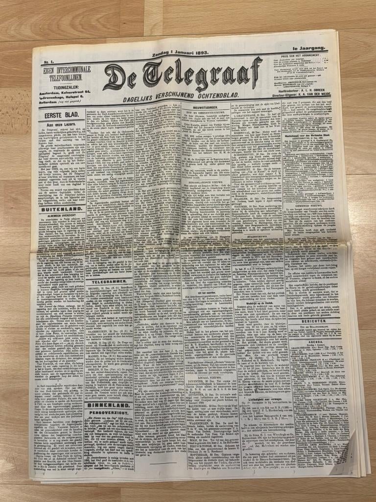 Herdruk historische pagina's Telegraaf, Verzamelen, Tijdschriften, Kranten en Knipsels, Ophalen, 1920 tot 1940, Nederland, Tijdschrift