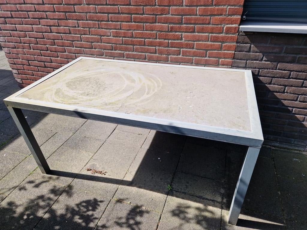 Oude tuintafel, gratis op te halen!, Tuin en Terras, Tuintafels, Ophalen, Gebruikt, Rechthoekig