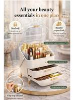 Luxe Make-up Organizer Opbergdoos met Lades - Stofvrij, Gehele gezicht, Wit, Nieuw, Ophalen of Verzenden