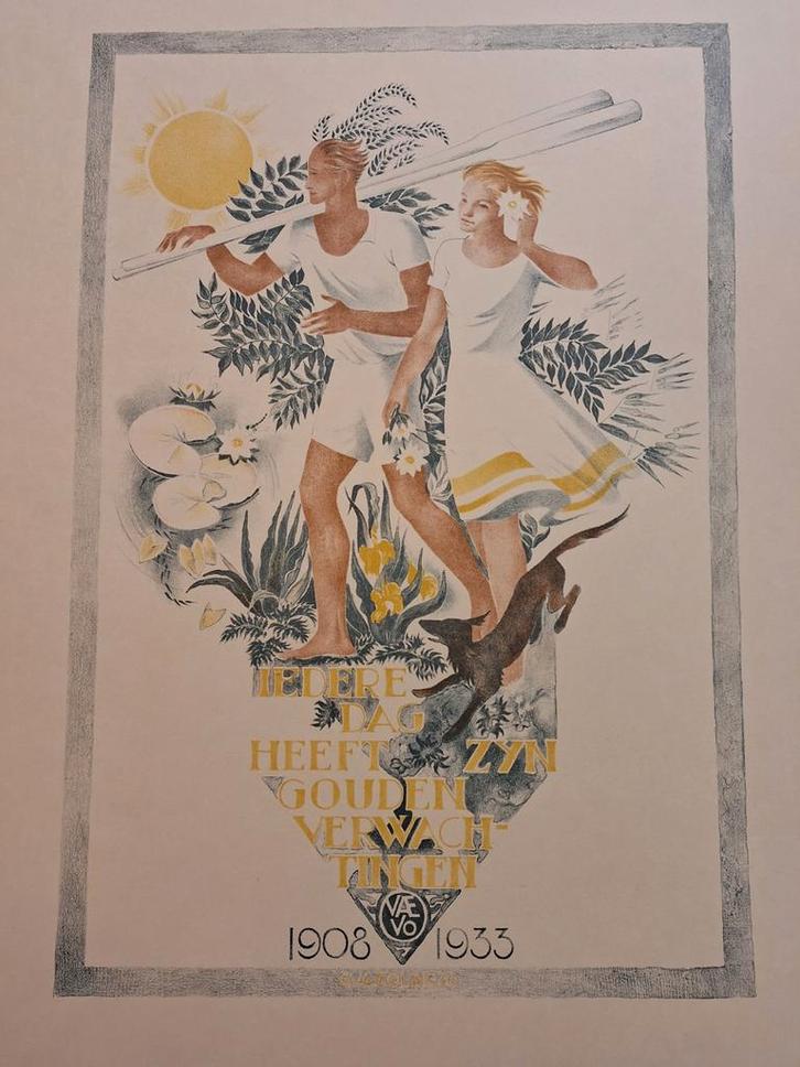 Zeldzame Art Deco Litho - VAEVO 1908-1933 Jubileum, Antiek en Kunst, Kunst | Litho's en Zeefdrukken, Ophalen of Verzenden