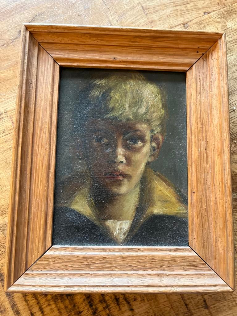 Schilderij H. Helmantel - Portret van een jongen (1960), Antiek en Kunst, Ophalen