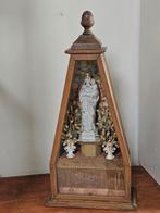 Antiek houten huisaltaar of kapelletje met Maria beeld, Antiek en Kunst, Ophalen of Verzenden