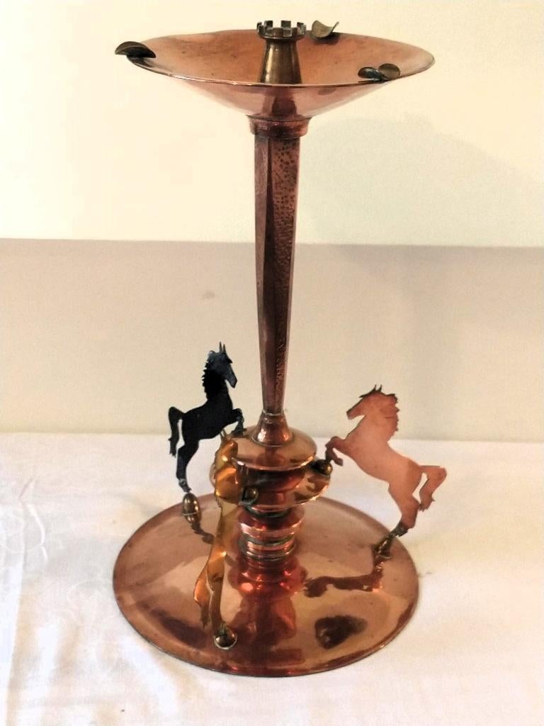 paarden kandelaar roodkoper, Ophalen of Verzenden, Brons of Koper, Kandelaar, Minder dan 25 cm