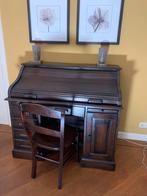 Antieke secretaire met rolluik en bijpassende stoel, Ophalen, Gebruikt