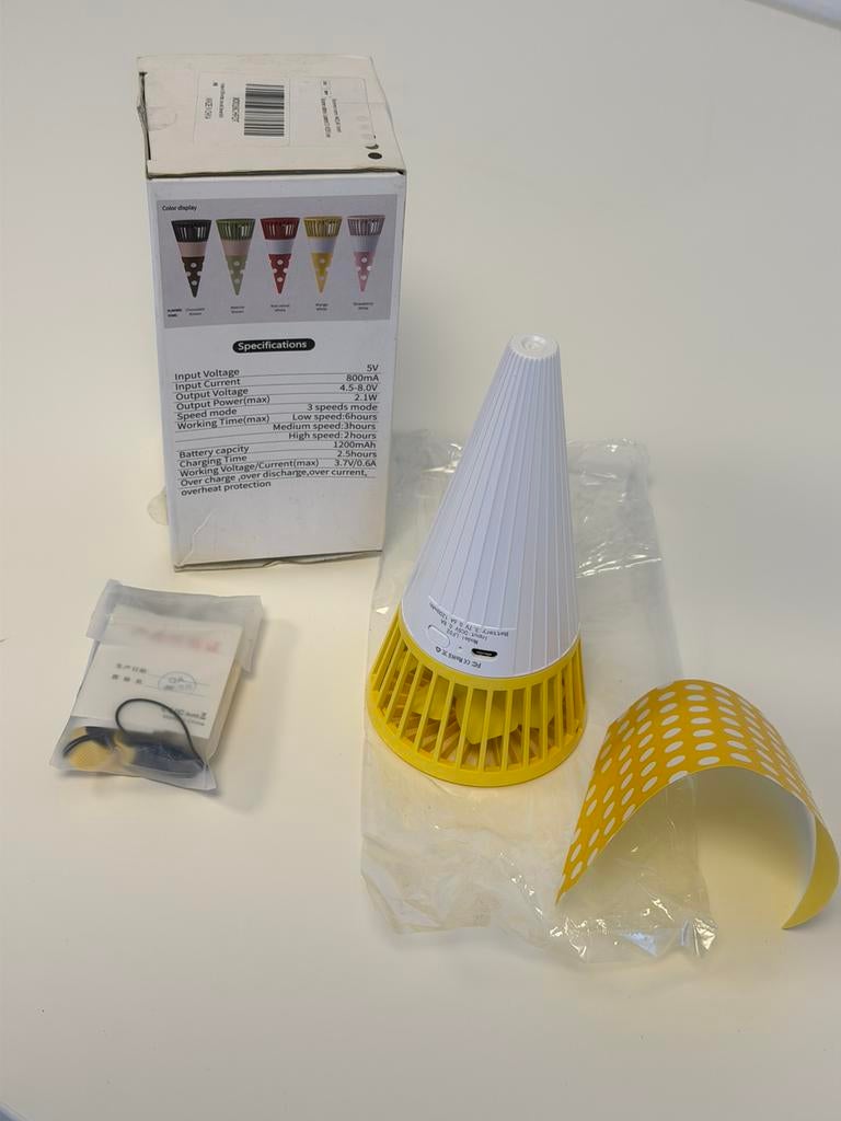 USB Ventilator IJsje Oplaadbaar Stil Handventilator Geel ijs, Nieuw, Ophalen of Verzenden, H, H