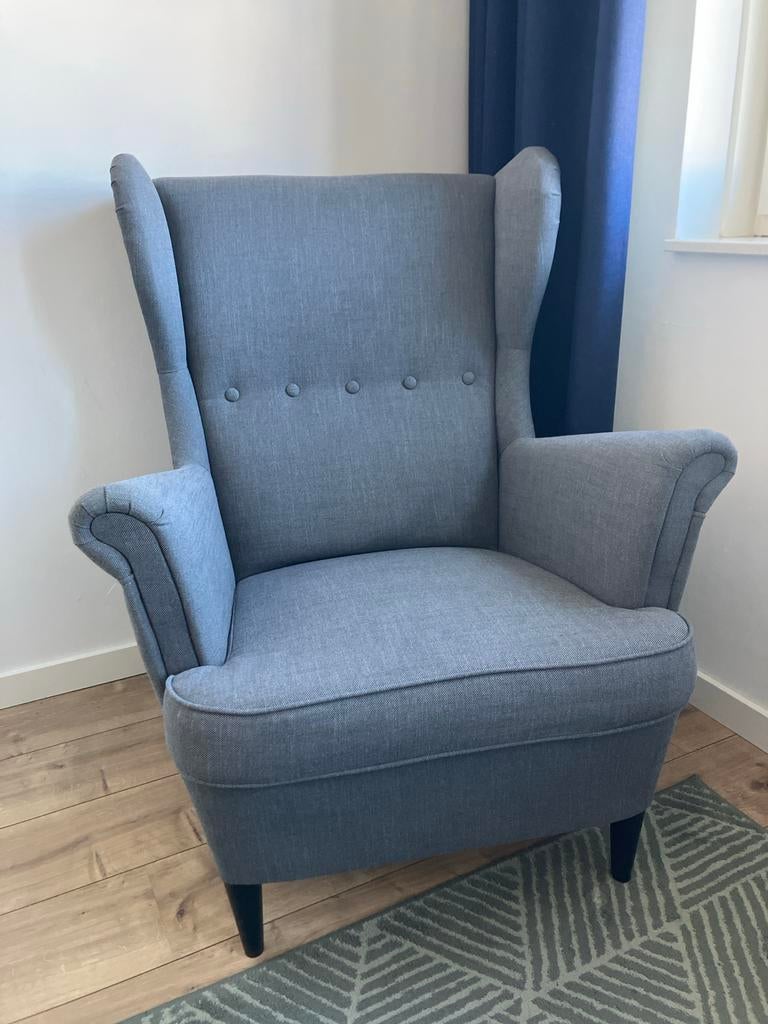 IKEA STRANDMON oorfauteuil donker grijs, Huis en Inrichting, Ophalen, Gebruikt, Stof, 75 tot 100 cm