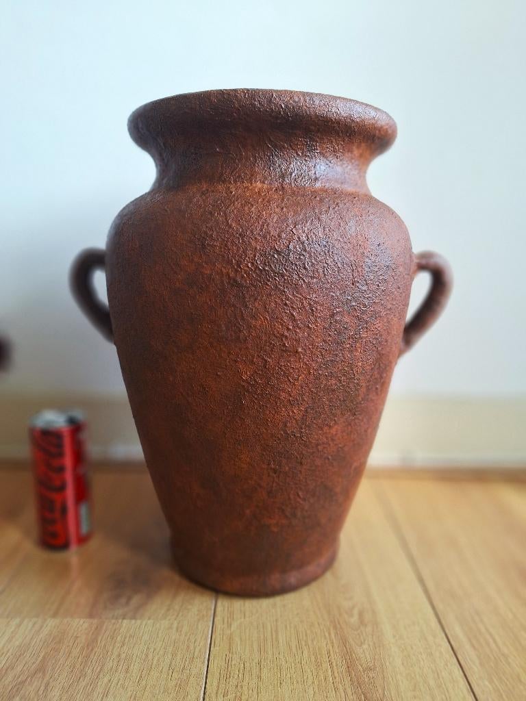 Grote terracotta vaas / kruik met handvatten (hoogte 42 cm), Huis en Inrichting, Woonaccessoires | Vazen, Ophalen, Overige kleuren