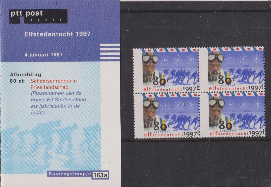 Nederland 163a Postzegelmapje Elfstedentocht Schaatsen blok4, Postzegels en Munten, Verzenden, Postfris, Sport