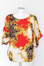 Top/Blouse met print in rood/wit/panter maat S, Maat 38/40 (M), Ophalen of Verzenden, Zo goed als nieuw, Korte mouw
