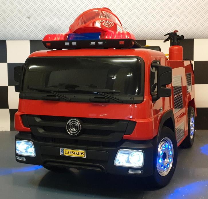 Kinderauto Brandweer truck - verlichting - leren zit - RC, Kinderen en Baby's, Speelgoed | Speelgoedvoertuigen, Nieuw, Afstandsbediening