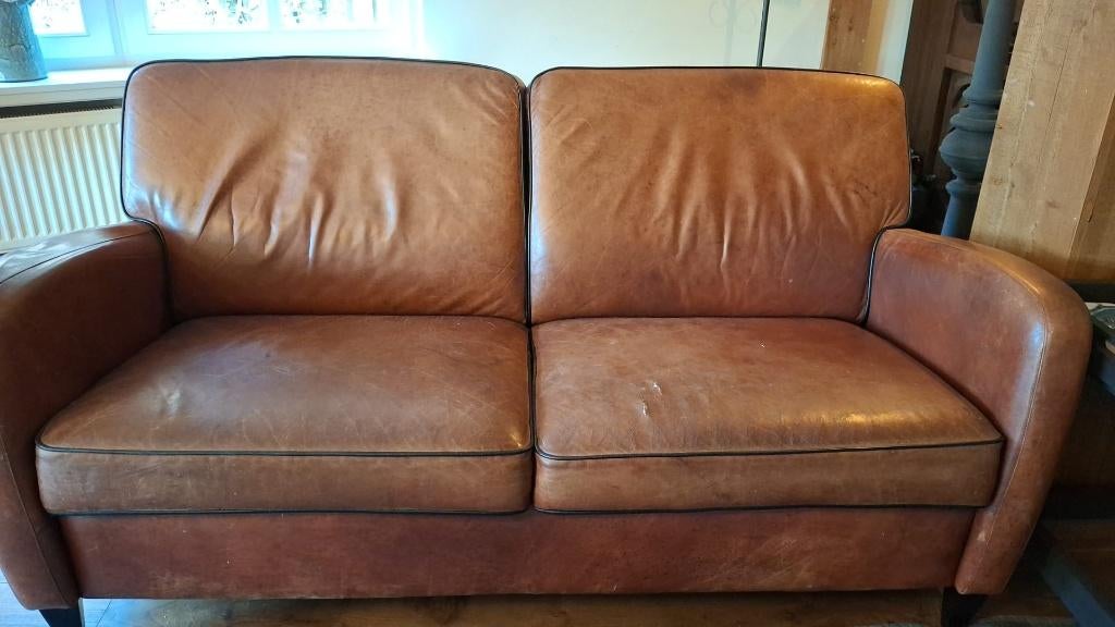 leren twee zitter, Huis en Inrichting, Banken | Bankstellen, Ophalen, Gebruikt, 150 tot 200 cm, Tweepersoons