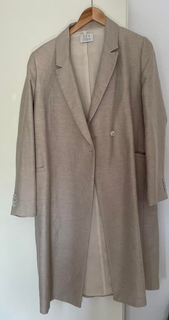 Sey. Lang colbert. Jas. Katoen/linnenmix. Maat 42, Ophalen of Verzenden, Zo goed als nieuw, Maat 42/44 (L)