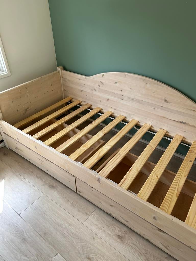 90 x 200 cm bed met 2 opbergruimte lades, Huis en Inrichting, Slaapkamer | Bedden, Ophalen, 90 cm, Eenpersoons, Wit