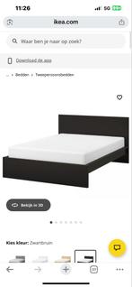 Malm bed 160x200 met lattenbodems en laden, Ophalen, Gebruikt, Bruin, Tweepersoons