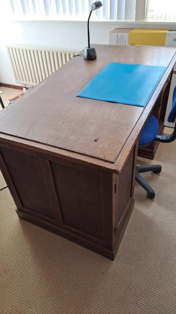 Antiek houten bureau, Huis en Inrichting, Bureaus, Ophalen, Gebruikt, Bureau-kast combinatie