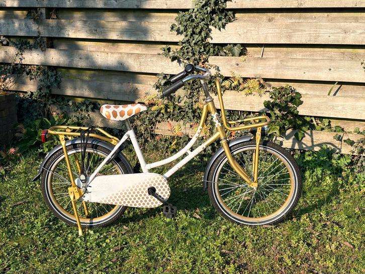 Leuke meisjesfiets met rek en bagagedrager, Fietsen en Brommers, Fietsen | Meisjes, Gebruikt, 20 inch, Handrem, Ophalen