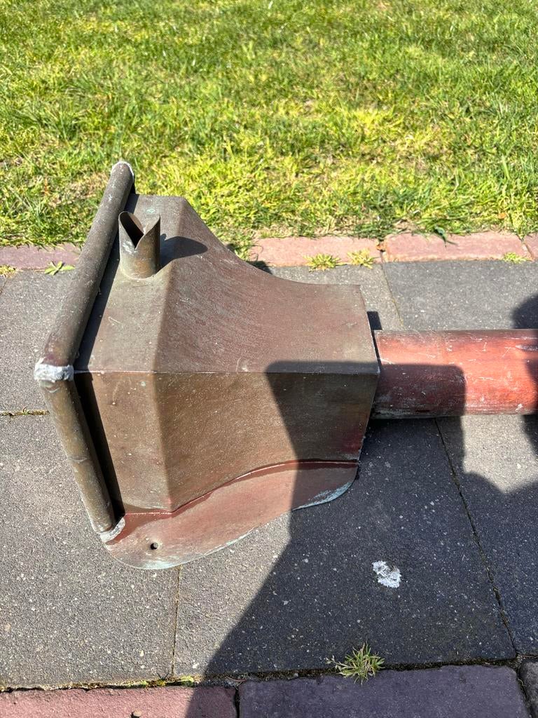 Koperen HWA set: vergaarbak, buis en klembeugels, Antiek en Kunst, Ophalen, Koper