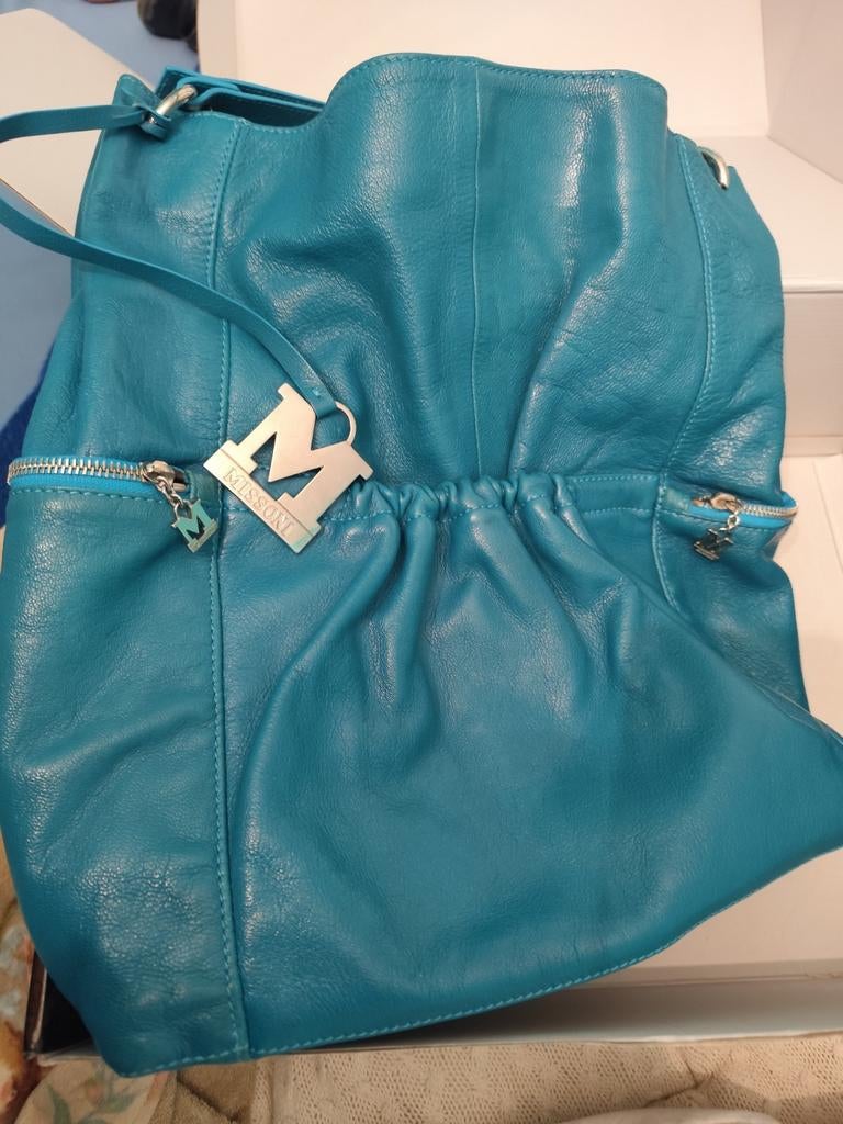 Prachtige Missoni handtas en schoudertas petrol kleur, Ophalen, Zo goed als nieuw, Overige kleuren, Schoudertasje