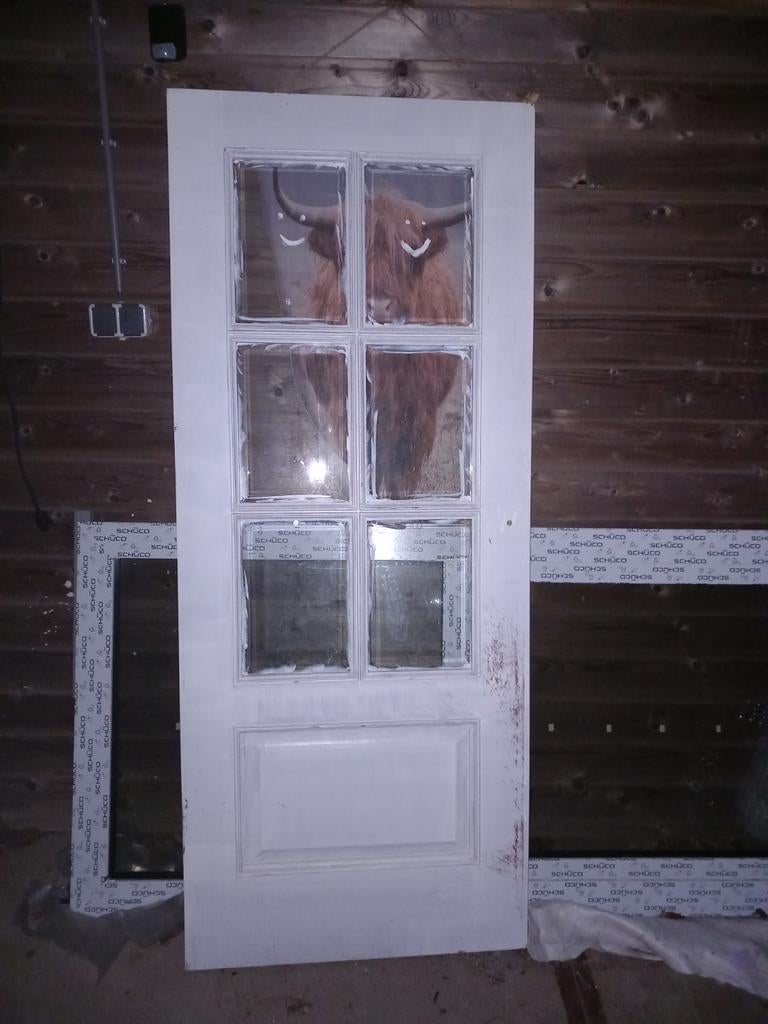 Deur met ruitjes glas, Ophalen, Glas, Binnendeur, 200 tot 215 cm