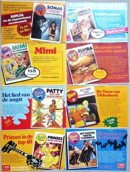 17 vintage advertenties reclames Tina stripalbum 1979-80, Ophalen of Verzenden, Gebruikt, Overige typen