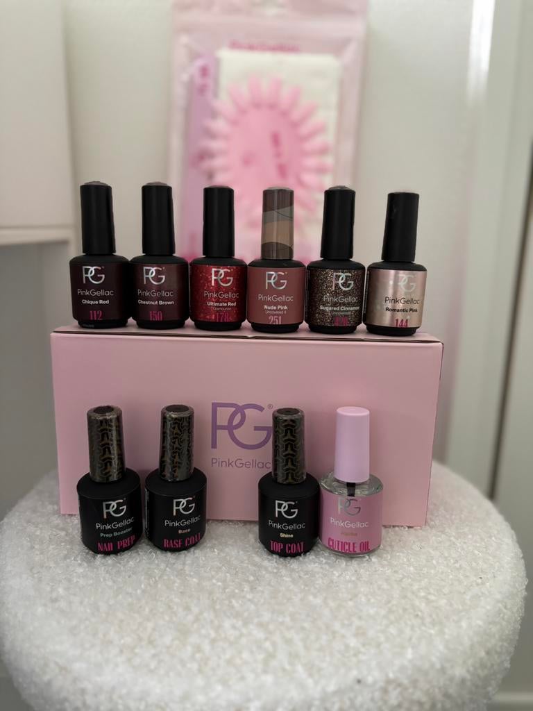 Pink Gellac Set, Ophalen of Verzenden, Zo goed als nieuw, Overige kleuren, Handen en Nagels