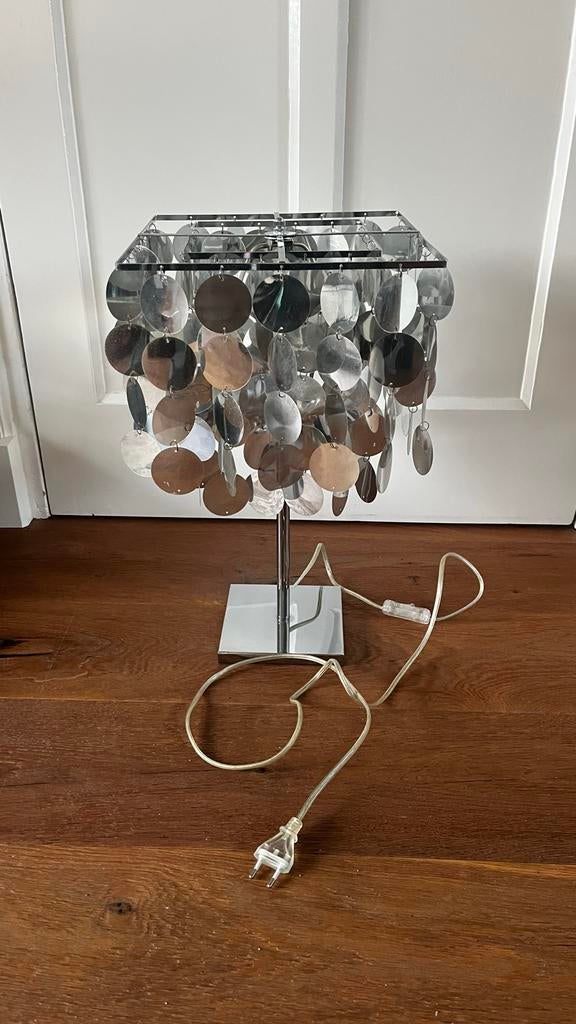 Retro spiegeltjeslamp tafelmodel, Ophalen, Gebruikt, Metaal, Minder dan 50 cm