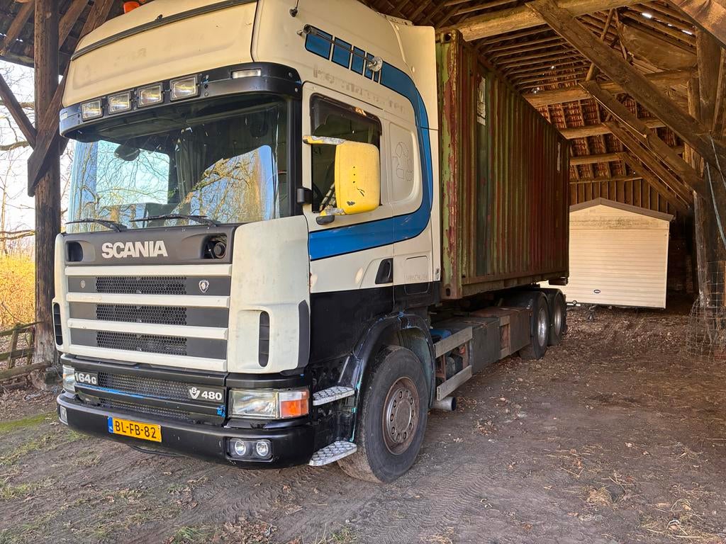 Scania 164 v8 containerauto nch, Stoelverwarming, Achterwielaandrijving, Zwart, Scania