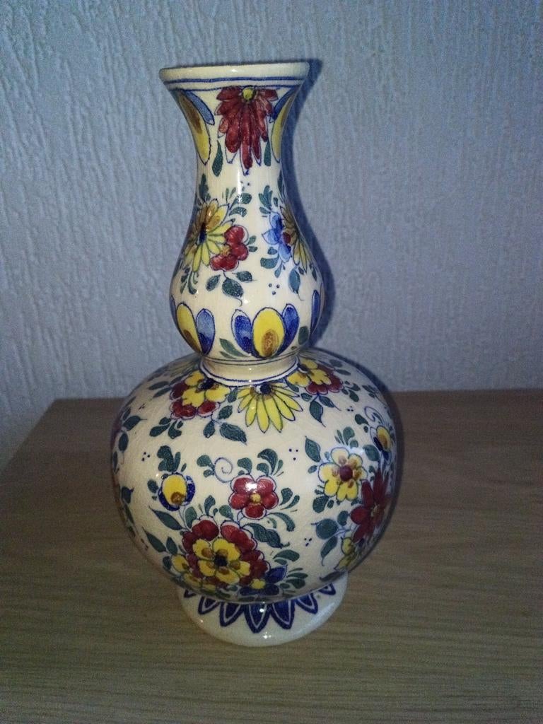 Antieke Delfts Blauwe Vaas met Bloemenmotief, Ophalen