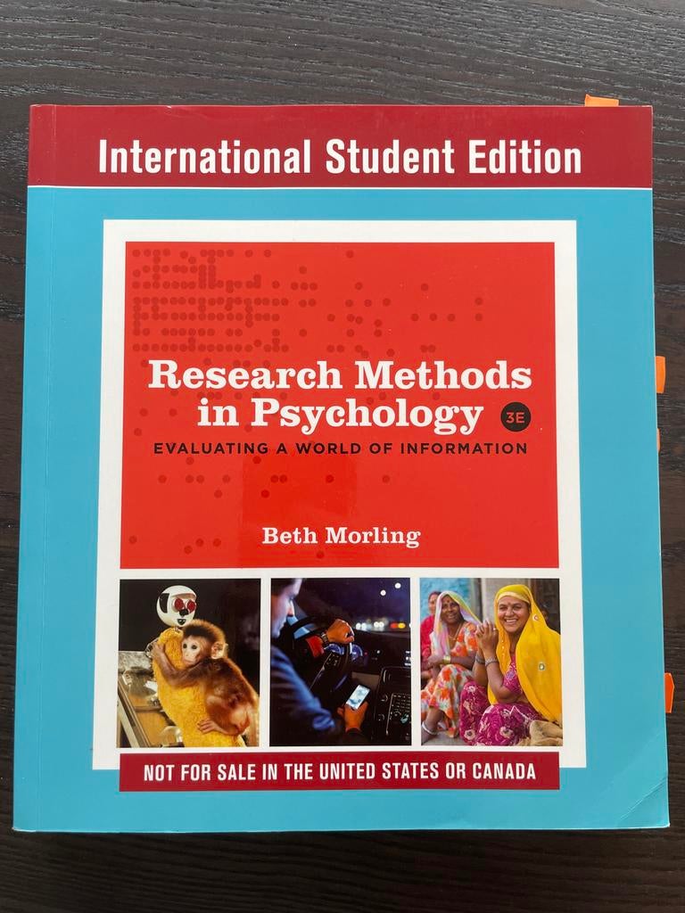 Research Methods in Psychology - Beth Morling (3e editie), Ophalen of Verzenden, Gamma, Zo goed als nieuw, HBO
