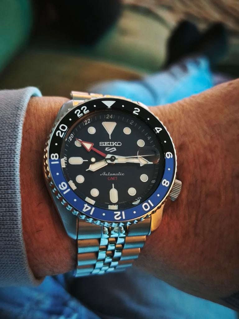 Seiko sports 5 GMT, Sieraden, Tassen en Uiterlijk, Horloges | Heren, Ophalen of Verzenden, Zo goed als nieuw, Staal, Seiko