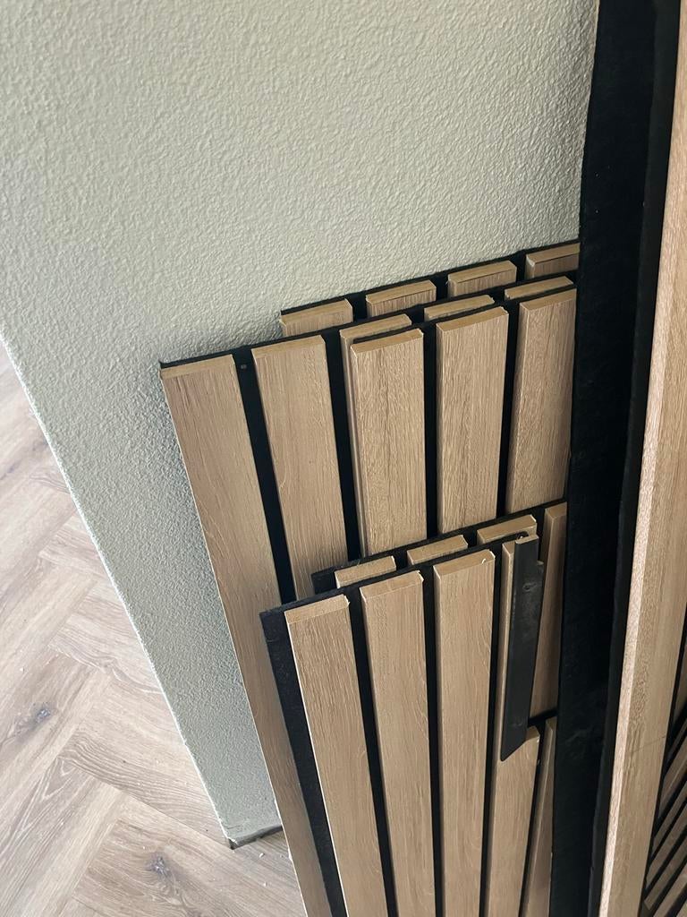 Akoestische wandpanelen eikenlook, Gebruikt, Hout, Bruin, Wandbord of Wandpaneel