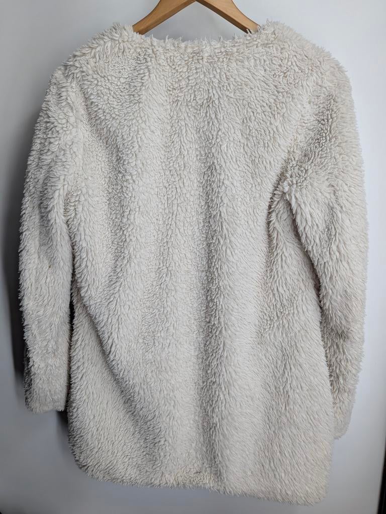 Hema teddy fluffy jas maat M crème kleurig, Maat 38/40 (M), Hema, Overige kleuren, Hema